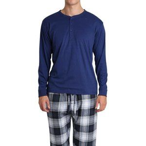 SLEEPHERO LARGE NAVY Long Sleeve Top with WASHINGTON PLAID Pants PAJAMA Set